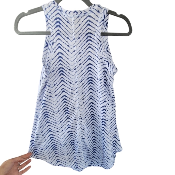 ATHLETA Blue & White Chevron Tie Dye Racerback Athletic Sporty Tank Top XXS - Picture 8 of 15